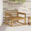 Outdoor Middle Sofa Solid Acacia Wood White Brown