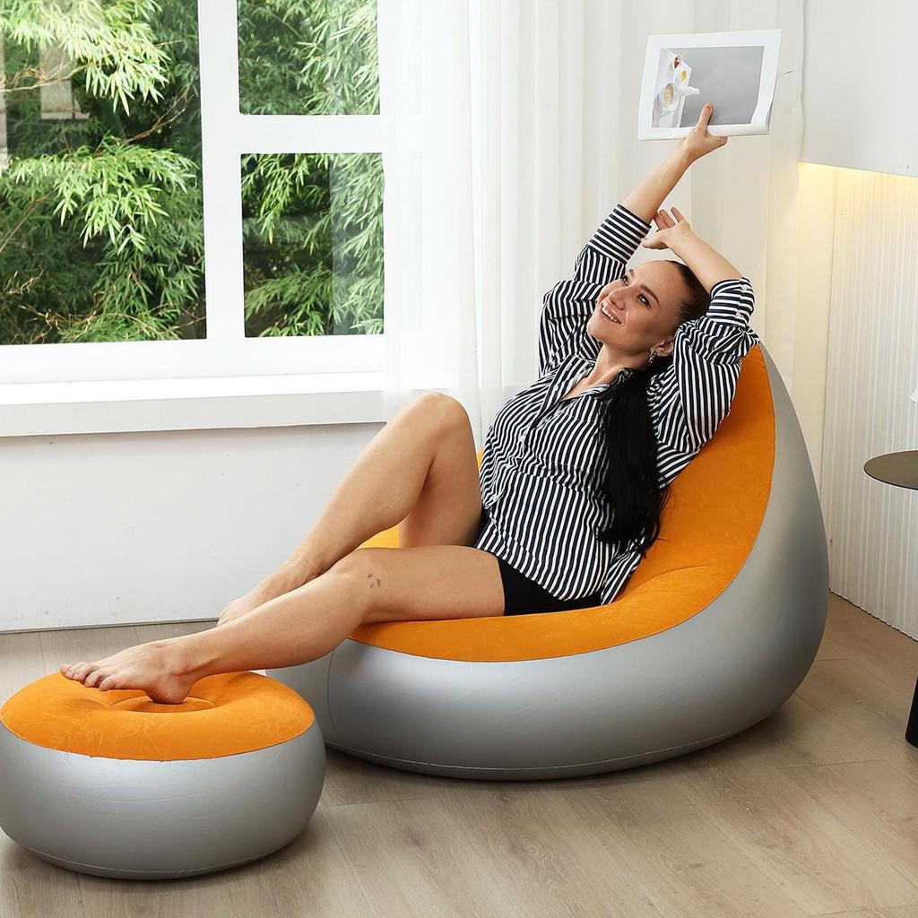 Sametové nafukovací křeslo: Skládací pohovka s úložným prostorem a opěradlem