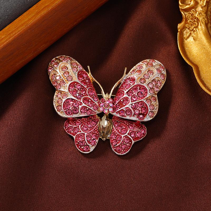 Vintage Classic Enamel Butterfly Pin Brooch Medium Ancient Crystal Insect Painting Corsage Badge Ornament Batch