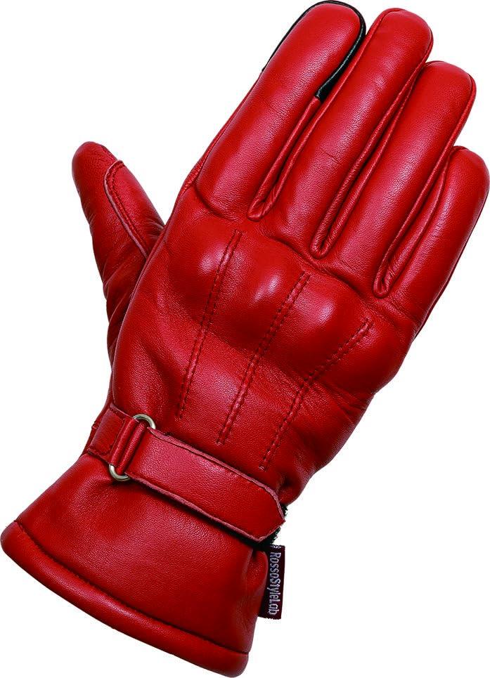 

RossoStyleLab Motorcycle Gloves Protection Leather Gloves Berry Red XS RSG349