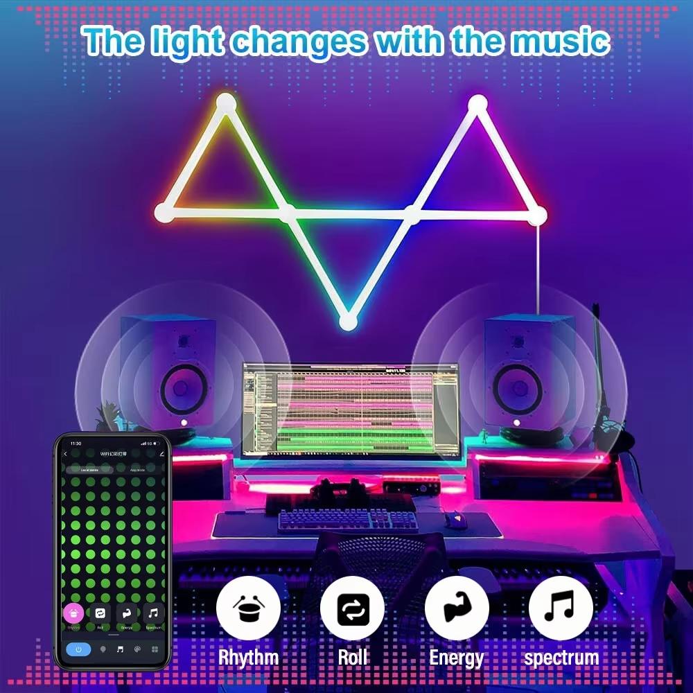 2025 New LED Smart Wifi Wall Light DIY Atmosphere Night Lamps RGBIC Lights Bar APP Music Rhythm TV Backlight Bedroom Game Room