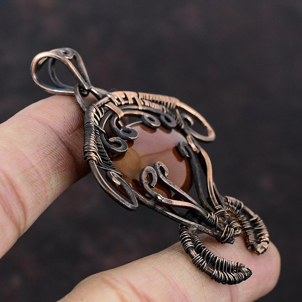 Red Jasper Pendant Copper Wire Wrapped Gemstone Jewelry Handmade Tortoise Pendant Brand New Jewelry Copper Wire Wrapped Pendant Gift For Mom