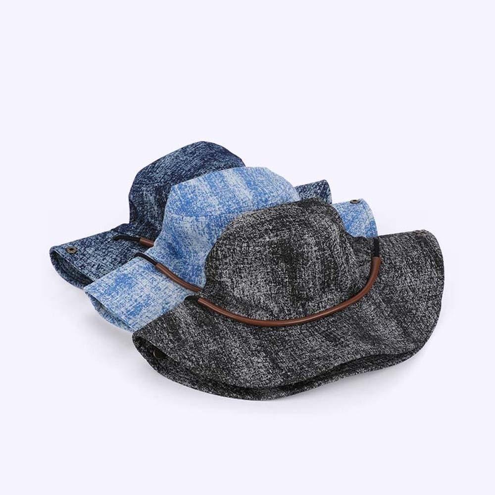 Drawstring Sunshade Cowboy Hat Breathable Fishing Cap Sun Cap Sunscreen Basin Cap  Camping