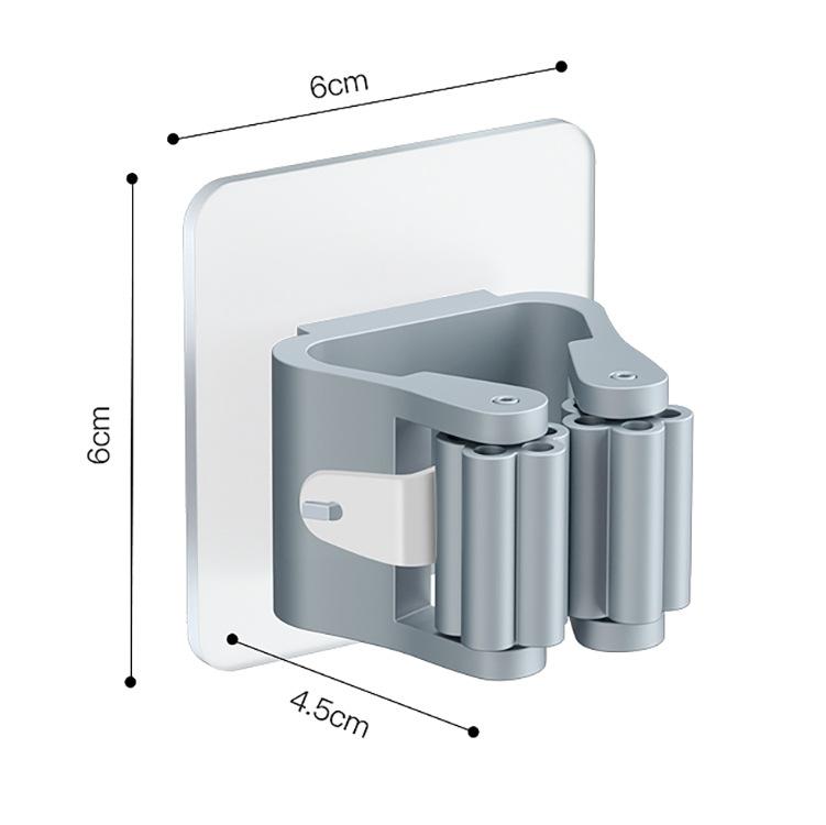

1 шт. Держатель для швабры, бытовая стойка для хранения, настенные крючки на липучке, вешалка для щеток, зажим для туалетной швабры 6x6cm серый