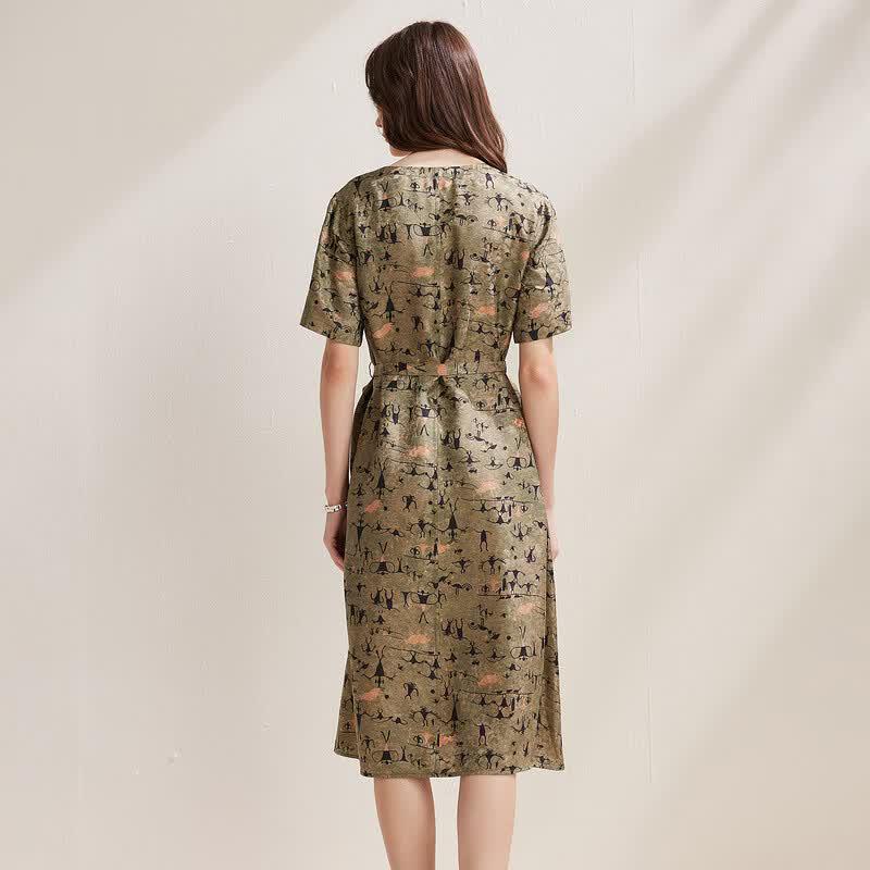 Zhaojun Women's Chinese Style Silk Blend Reversible Printed Dress