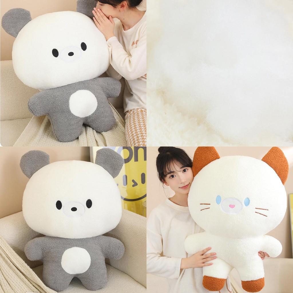 Adorable Plush Toy Bear And Cat Cuddly Pillow Perfect For Kids Birthday Gifts