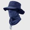 Ice Silk Fishing Hat, Breathable Quick-Drying Fabric Sun Hat with Wide Brim, Detachable Face Guard Adjustable Fit Sun Protection Hat for Outdoor