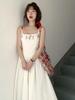 Women's White V-Neck Floral Short-Sleeve Long Dress - Spring/Summer 2026 Beach Vacation Style