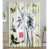 Bamboo Ink Red Sun Pattern High Shading Curtains Different Styles of Bamboo Style  Drape Clackout  Living Room Bedroom Curtain