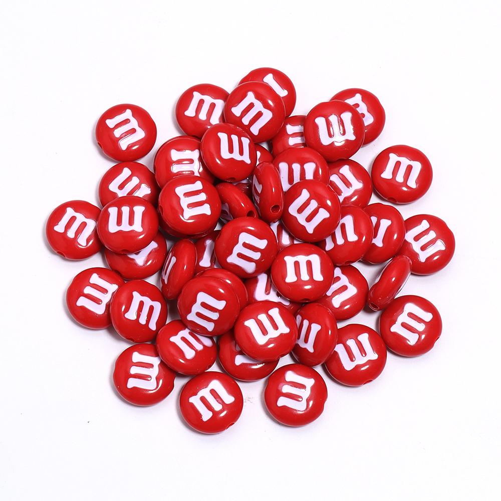 20pcs/lot Acrylic Cartoon m Bean Beads Color Handmade Spacer Charm Bead for Jewelry Making DIY Bracelet Decoration Accessories