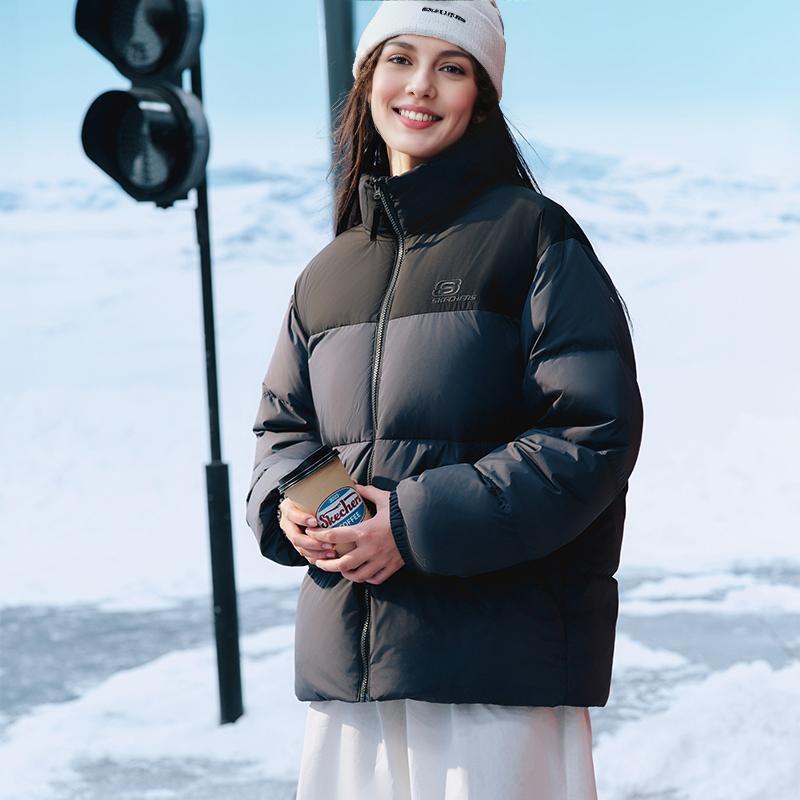 Skechers Fashion Color Block Logo Woven Short Jacket Down Coat Unisex Jackets L423U106-00W5