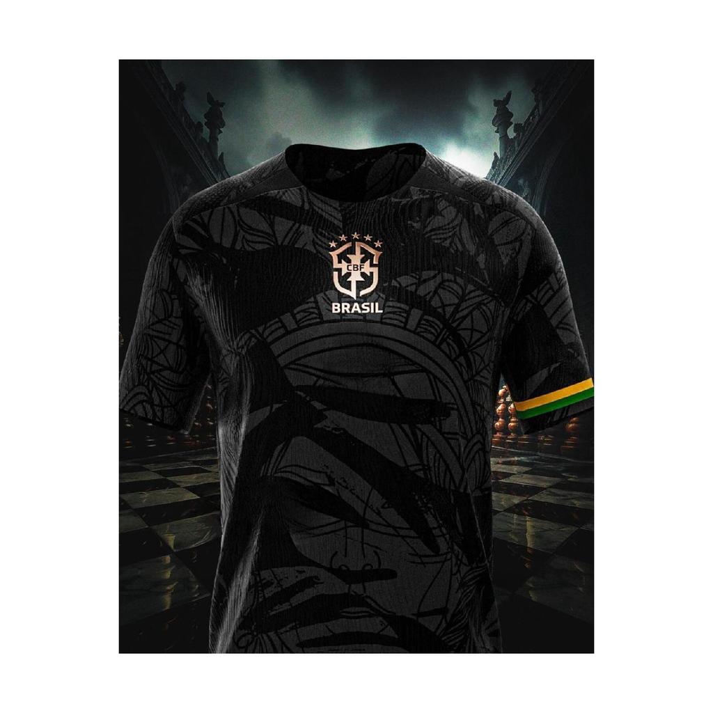 Tricou negru de fotbal cu design personalizat Brazilia The Prince