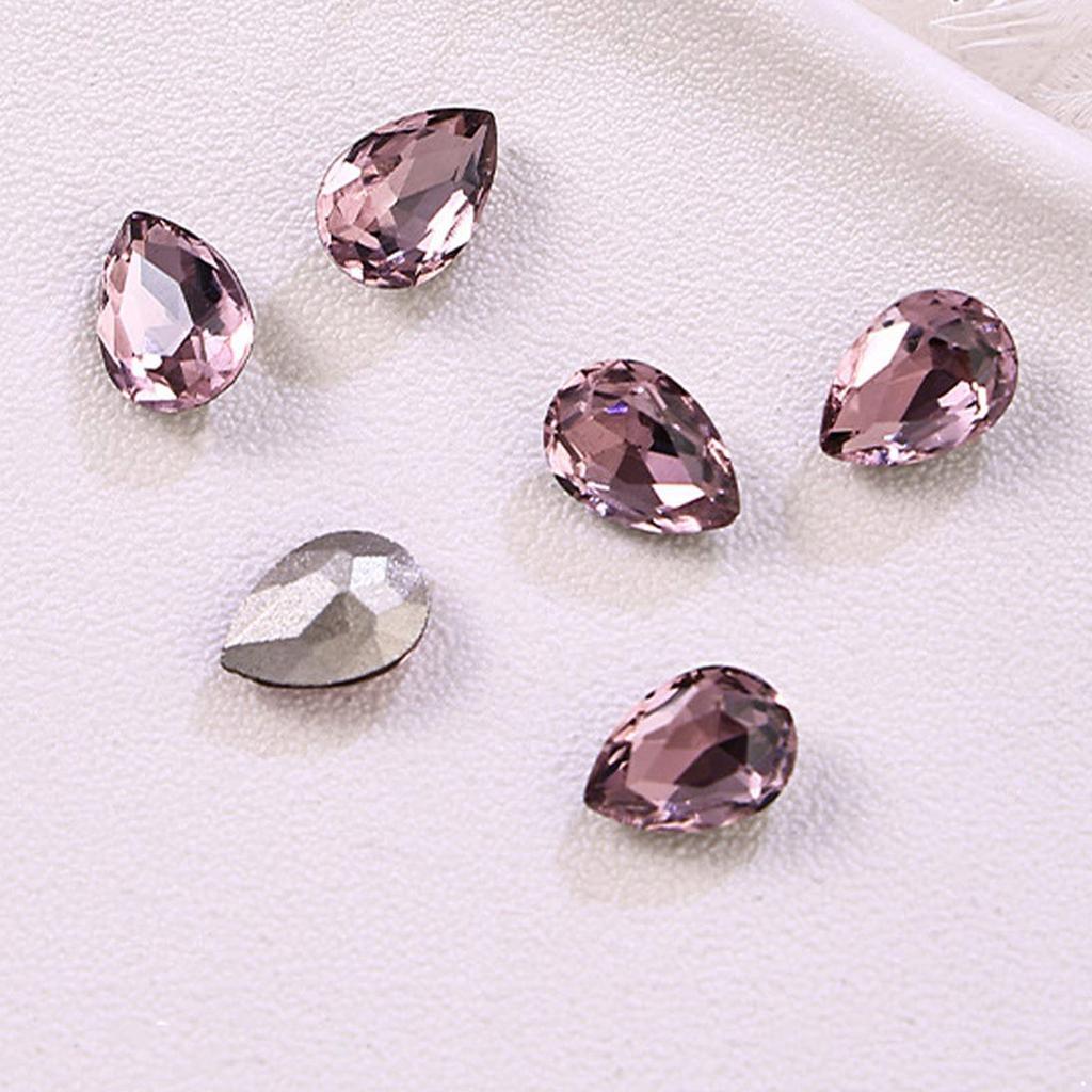 10 Pieces Pink Shiny Rhinestones Nail Art Decorations Mixed Shapes Including Hearts Squares Butterflies Drops for DIY Nail Design Home Salon Party