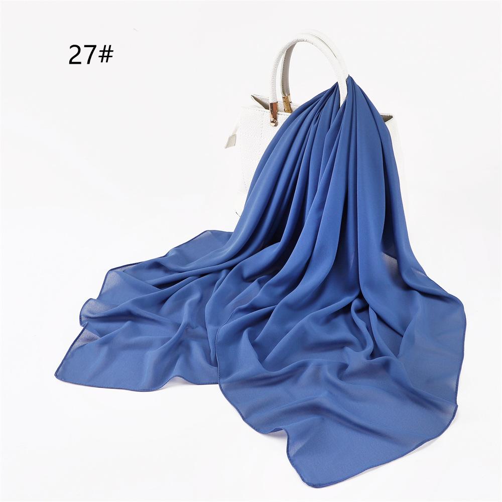 110*110CM Square Pearl Chiffon Hijabs Scarf Plain Solid Color Headwraps Muslim Women's Khimar Headscarf 45 Colors