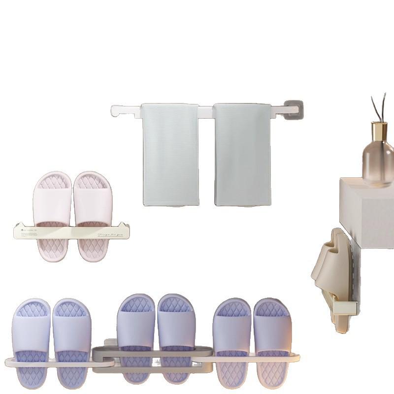 Non-Punch Wall-Mounted Bathroom Slipper Rack: Space-Saving Behind-Door Solution
