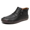 Men's Plus Size Zipper Martin Ankle Boots - Outdoor Casual Flat Sole Hand-Stitched Short Boots