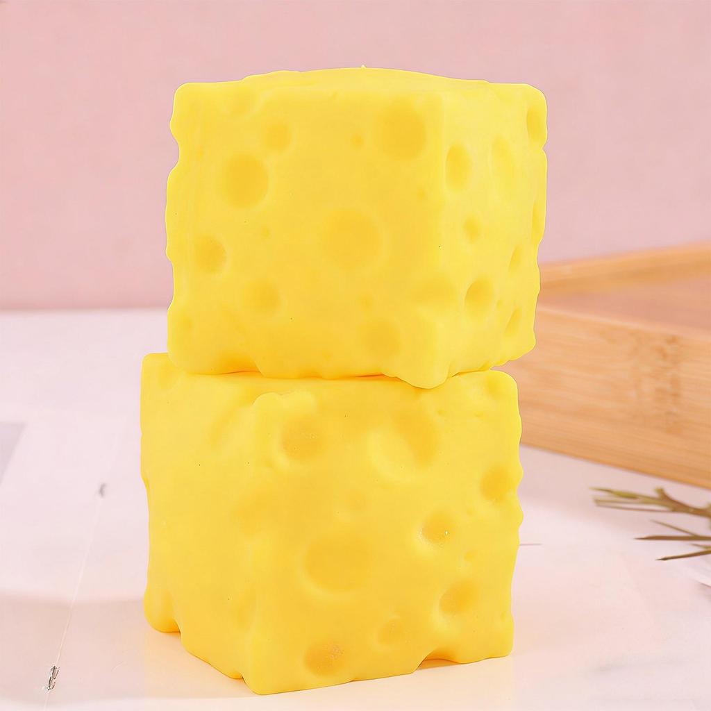 Cheese Stress Ball Sensory Slow Rebound Cheese Cube Soft Novelty Rebounding Toy for Kids Adults Students Workers Home School