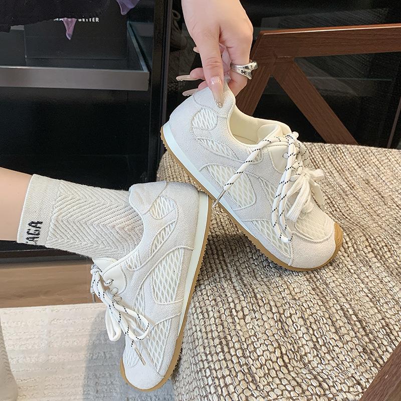 Retro mesh dad shoes women's spring and autumn new fashion single shoes ultra-light casual silver sports running shoes