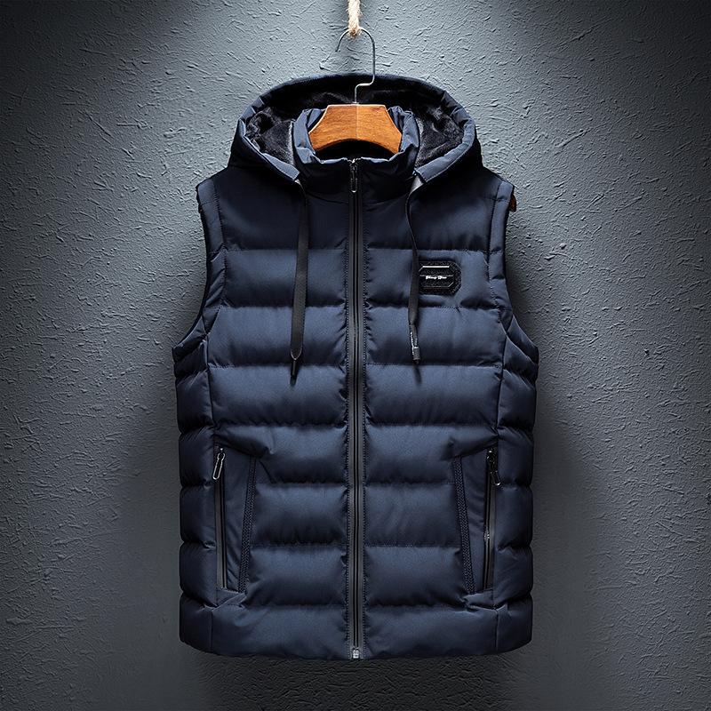 Winter Mens Warm Jacket Sleeveless Vest Man Fleece Lined Vest Hooded Coats Men Windbreaker Padded Waistcoats Clothing