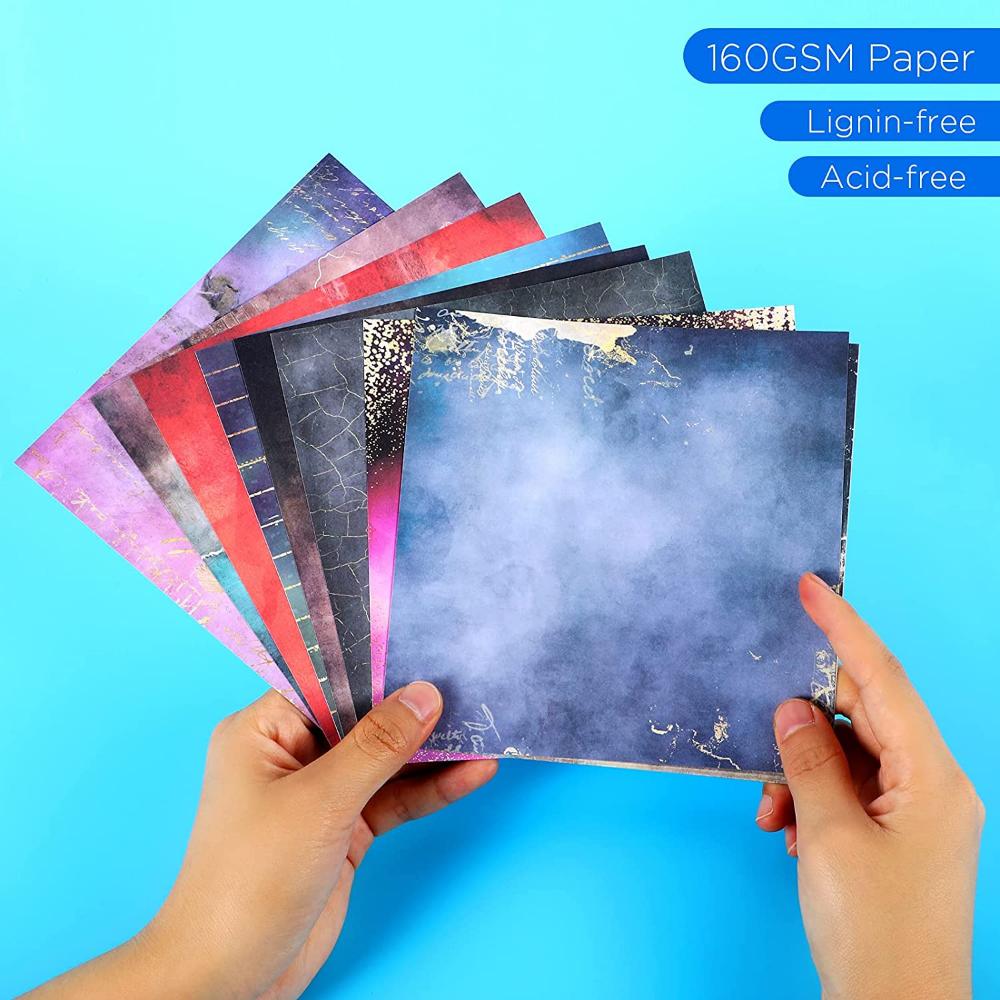 6"×6",Single-Sided Scrapbook Paper Pad,24 Sheets Cardstock Brilliant Life Pack Cardmaking Background Origami