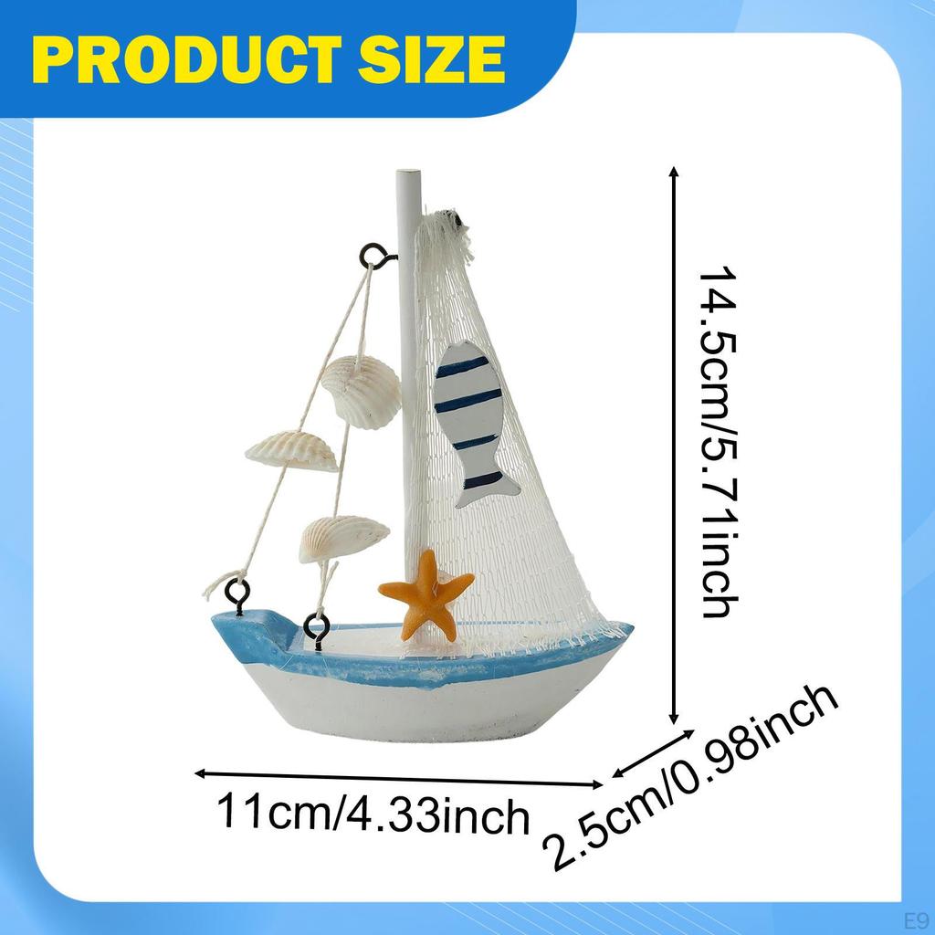 Mini Sailboat Model Beach Nautical Decorative Crafts Table Ornament Home Decor for Housewarming
