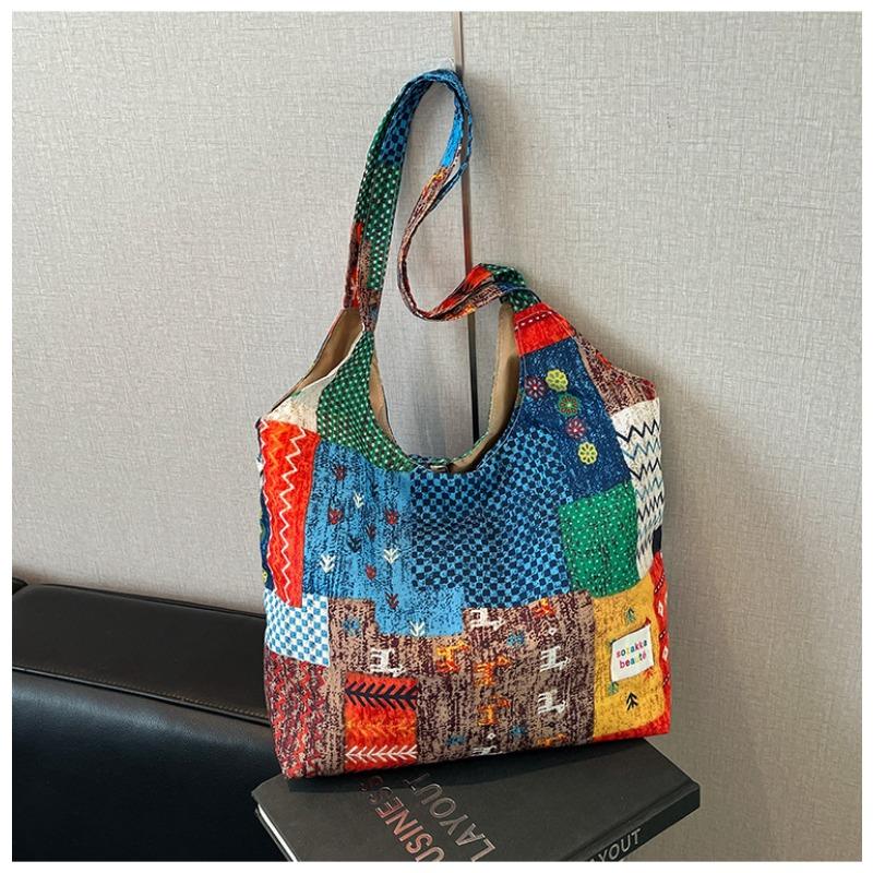 

Spring and summer new tote bag casual lazy fan hand bag travel shopping bag shoulder bag синій