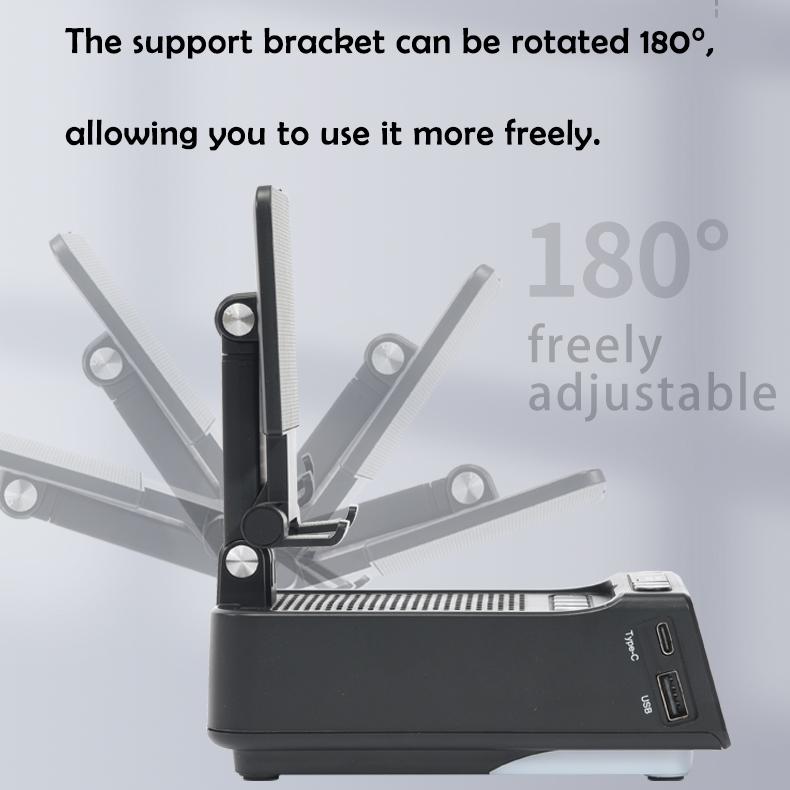 Alarm Clock Bluetooth Speaker Tablet Mobile Phone Stand Rotation Lifted Folding Portable Charging Bank LED Colorful Lights U Disk Player