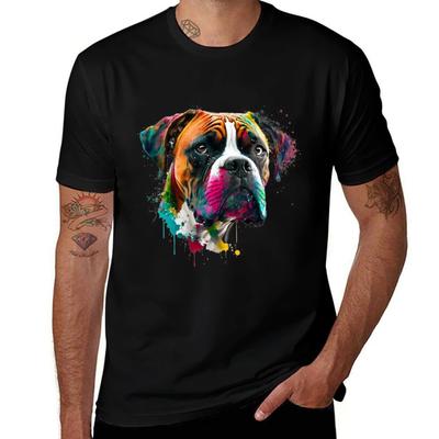 Colorful Pop Art Boxer Dog Lover Owner Design Gift Tshirt Big And Tall Short Sleeve Tee