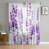 Lavender Plant Flowers Purple White Translucent Drapes Ideal for Living Room Decoration Window Opening Drape Kitchen Area Tulle Voile Organza Drapes