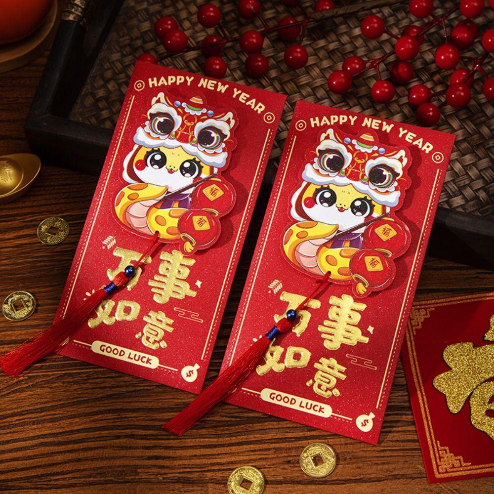 6pcs Chinese Style 3D New Year Money Pocket Blessing Good Luck Red Packet  Wedding Birthday