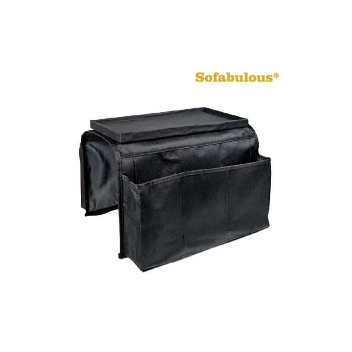 Sofaorganisator - Sofabulous - Armlensbrett - Svart - Fleksible materialer - 6 sidelommer