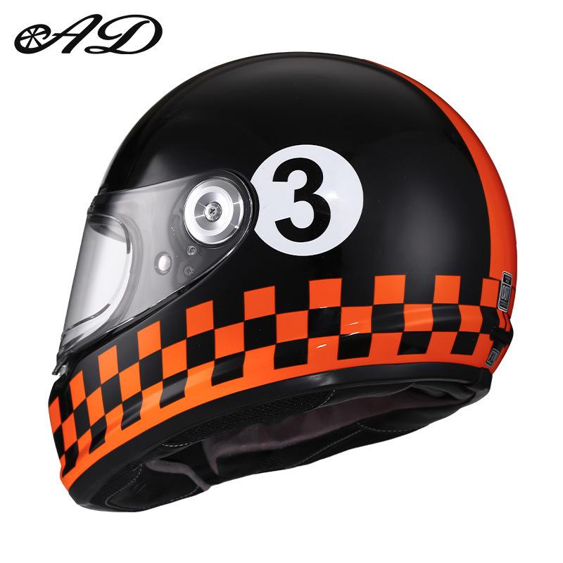 3C Certified Retro Fiberglass Full Face Helmet for Motorcycles and Scooters