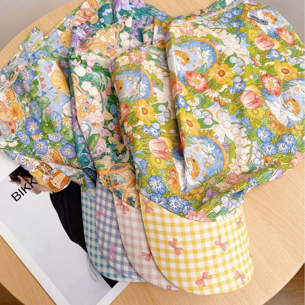 Floral Scarf Peaked Cap Rural Style Triangle Headscarf Hat Strappy Bandana Cap Camping