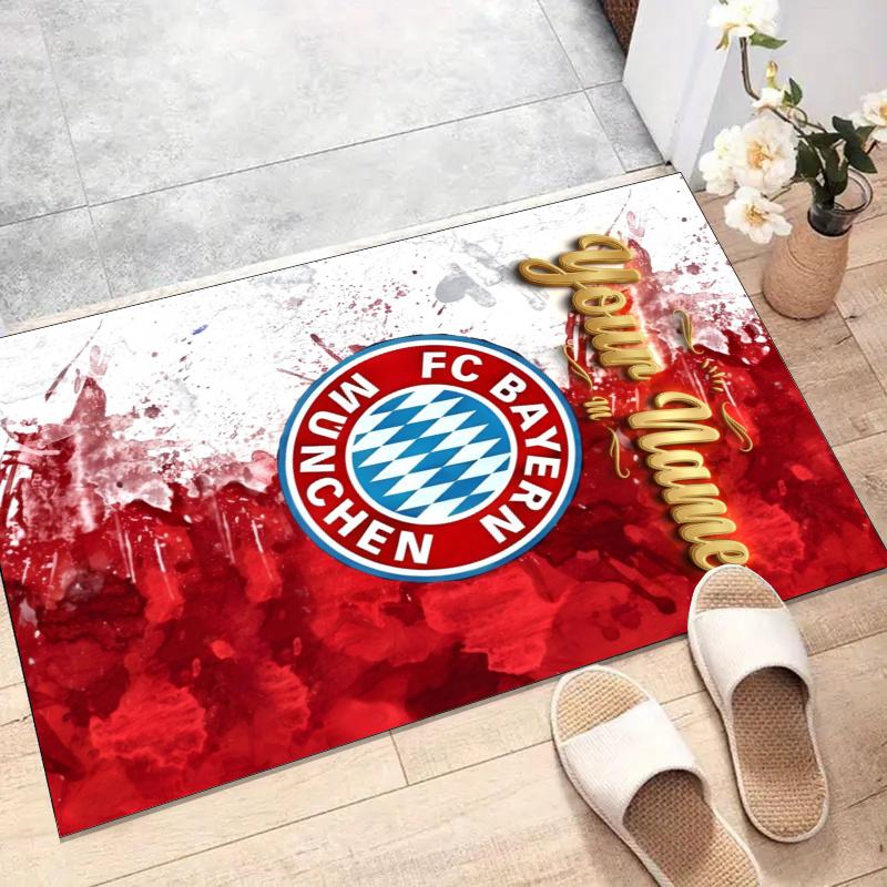 Custom Bayern Munich Mat Personalized Name, Polyester Washable Indoor Entryway Rug, Gift for Christmas, Easter, Thanksgiving Day