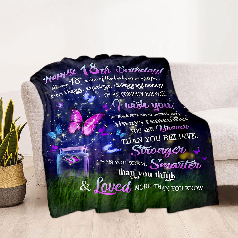 1pc Sweet 18th Birthday Celebration blanket Soft and Warm for Sofa Office Camping Travel Livingroom Great Gift for Friends and Family Comfortable