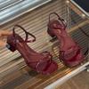 Women's High Heel Sandals Silver 2025 Summer French Style Dress Sandals Red Non Tiring Sandals Women's Shoes