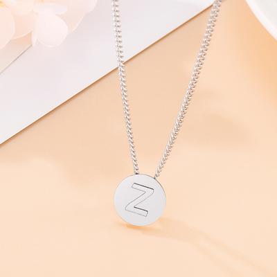 Collana tonda in acciaio inossidabile con 26 lettere di dimensioni per donna, nome iniziale, ciondolo, girocollo, accessori per gioielli