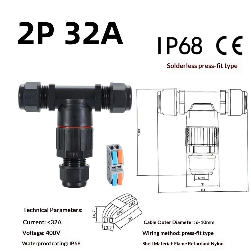 IP68 T Shape Electric Connector 1Pcs Waterproof Screw Push-in Terminal for Balcony Lighting Extensions
