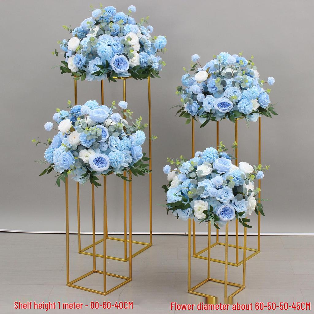 Simulated Silk Floral Arrangement: Round Flower Ball for Aisle, Table, or Wedding Stage Decoration.