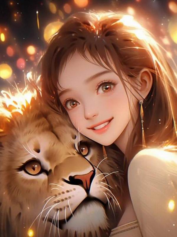 

Алмазний живопис, нова колекція, аніме, лев і дівчина, своїми руками, повна мозаїчна вишивка зі стразами, мультфільм, дитячий подарунок Round drill 30x40cm