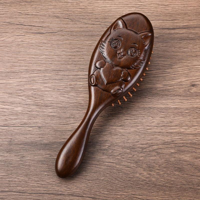 Sandalwood Air Cushion Comb Wooden Hair Styling Comb Oval Scalp Massage Brush Comb