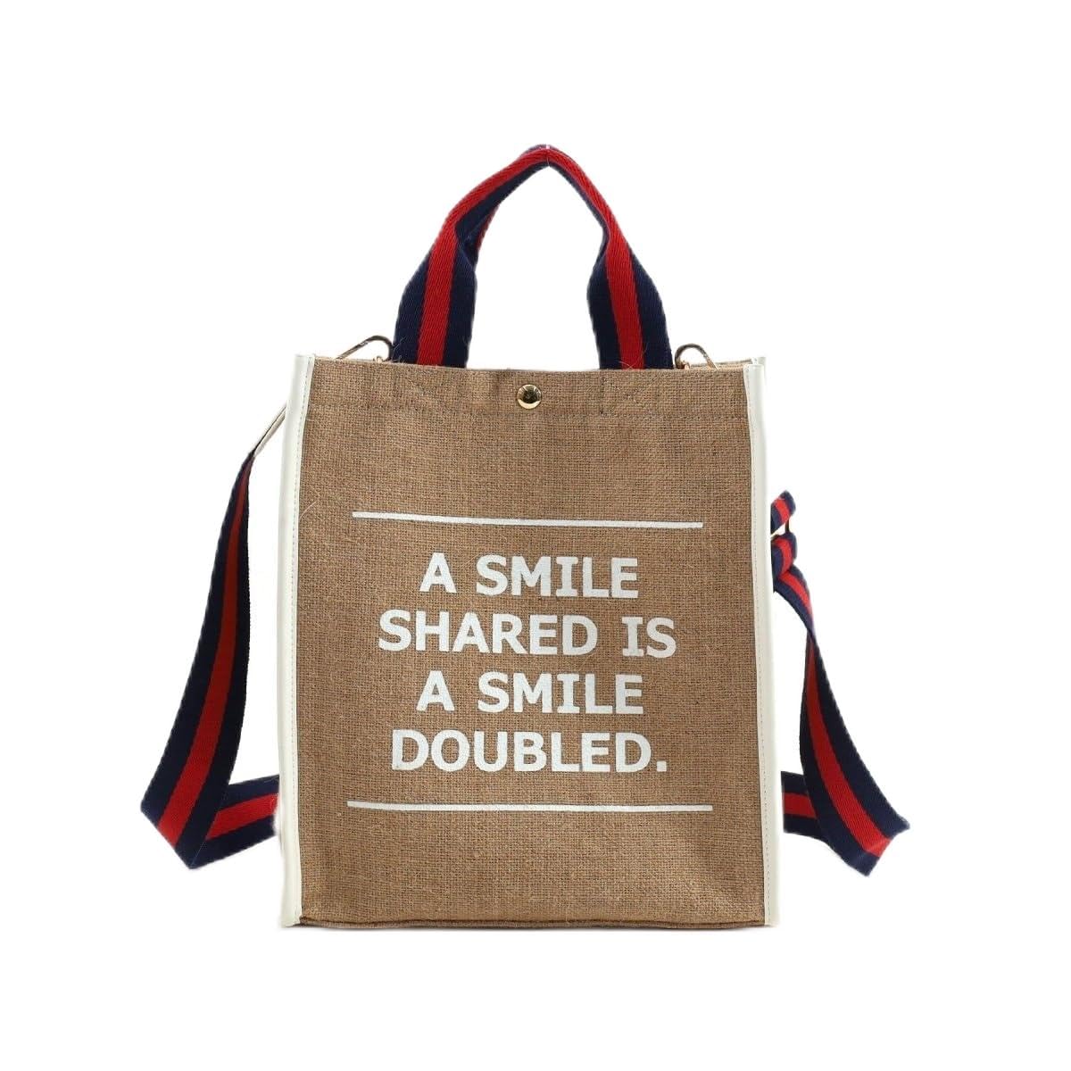 Сумка-тоут с ручками-лентами Cuco SMILEY, 2-Way, из льна, 2513111701, Белый (001)