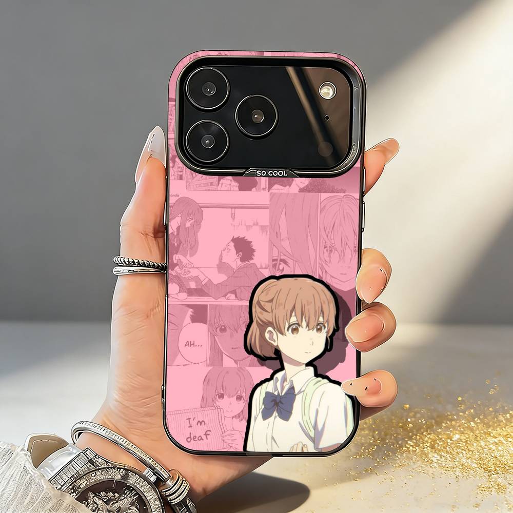 A Silent Voice - Shoko Nishimiya - Anime Movie Phone Case For iPhone17,16,15,14,13,12,11,Pro,MAX Gray Matte Silicone Black Cover