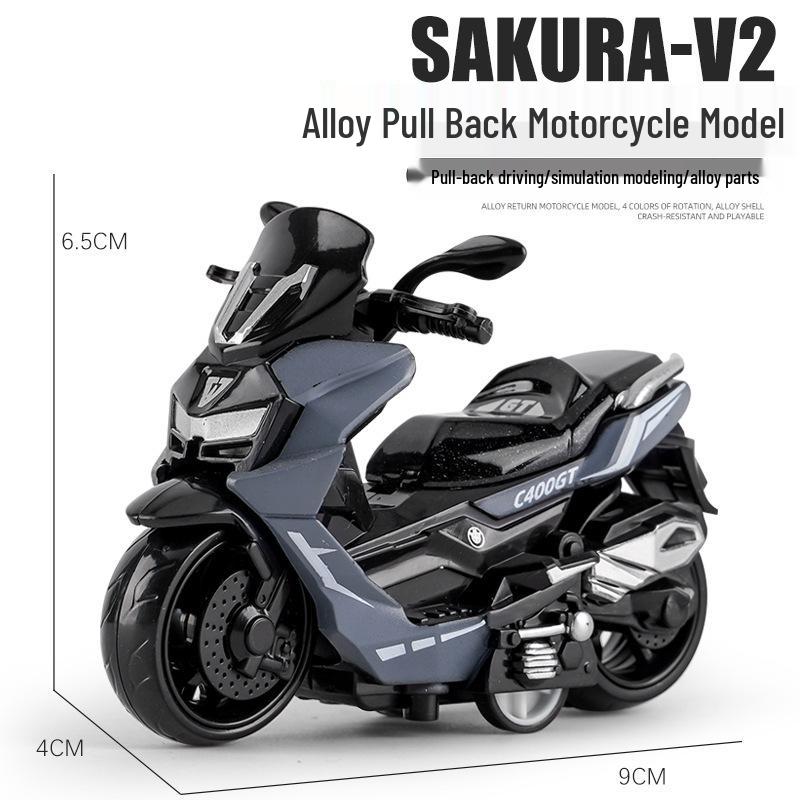 Douyin Kids Alloy Pull-Back Motorcycle Keychain Toy
