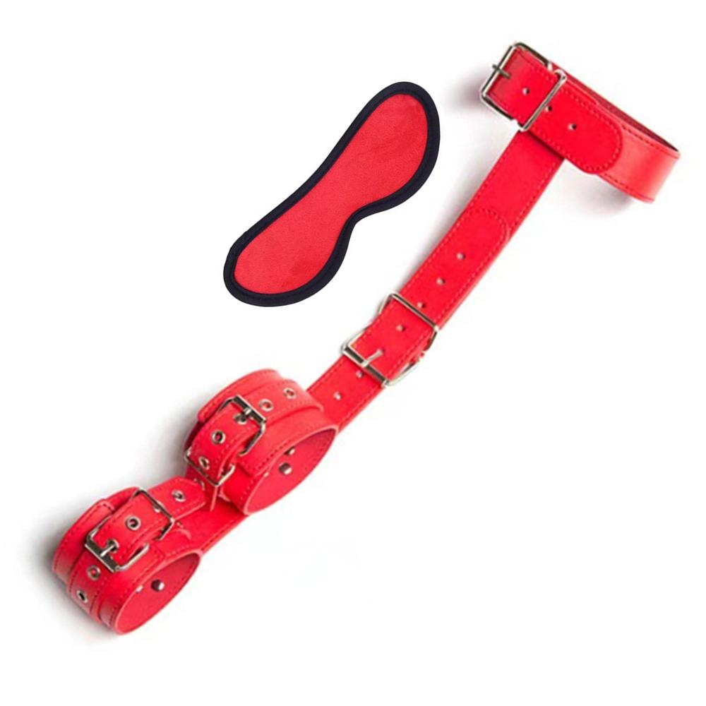 Sexuální hračky pro ženy Páry Sada pout BDSM Bondage Gear Postel Zábrany Lanový popruh Hra pro dospělé Zápěstí Manžety na krk a maska ​​na oči