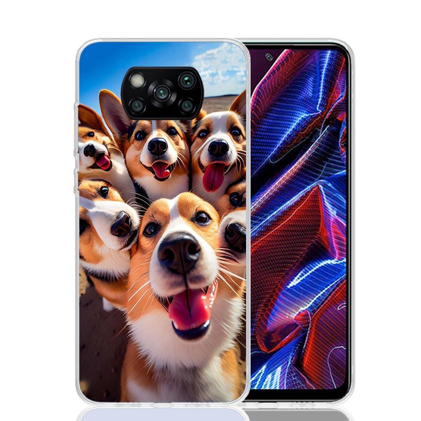 Funny Selfie Dogs Group Phone Case For Xiaomi Poco X7 X6 X5 Pro F7 Ultra Redmi 15C 15 13 13C 12 12C 10 10A 10C 9 9A 9C 9T Cover