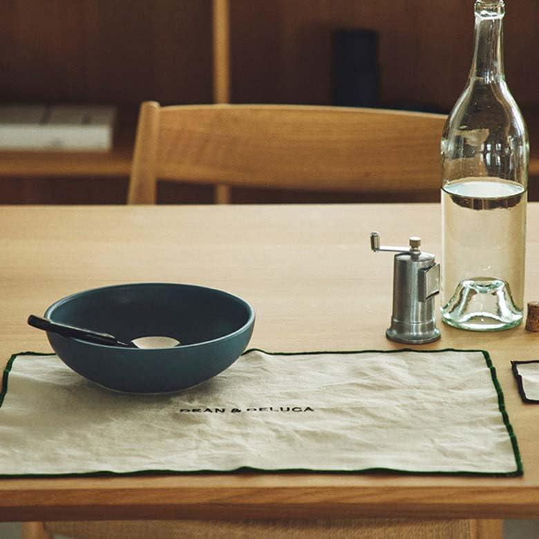 DEAN DELUCA Heavy Overlock Natural x 32 x 45 cm & Placemat, Green, Approx.