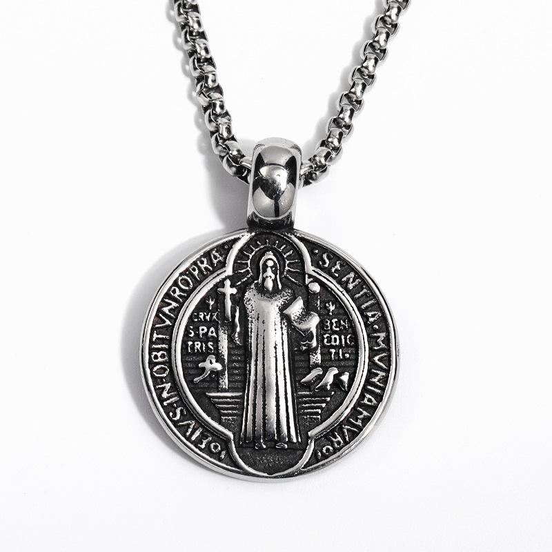 Saint St. Benedict Collar Medal of San Benito Necklace Men Women Spiritual Virgin Mary Pendant Chain