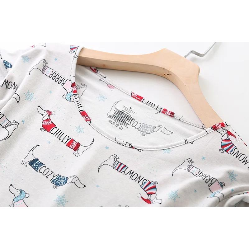 Schattige Dames Pyjama Set Teckel Twee Stuks Tops met Korte Mouwen Driekwarthose Capri Nachtkleding