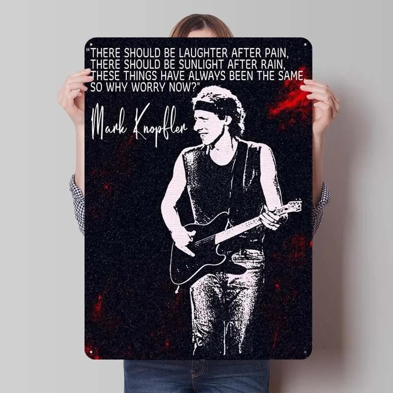 Plaque Métallique Mark Knopfler Affiches Chanteur Décoration Salle de Jeux Homme Plaque Vintage en Tôle pour Décoration Murale Intérieur